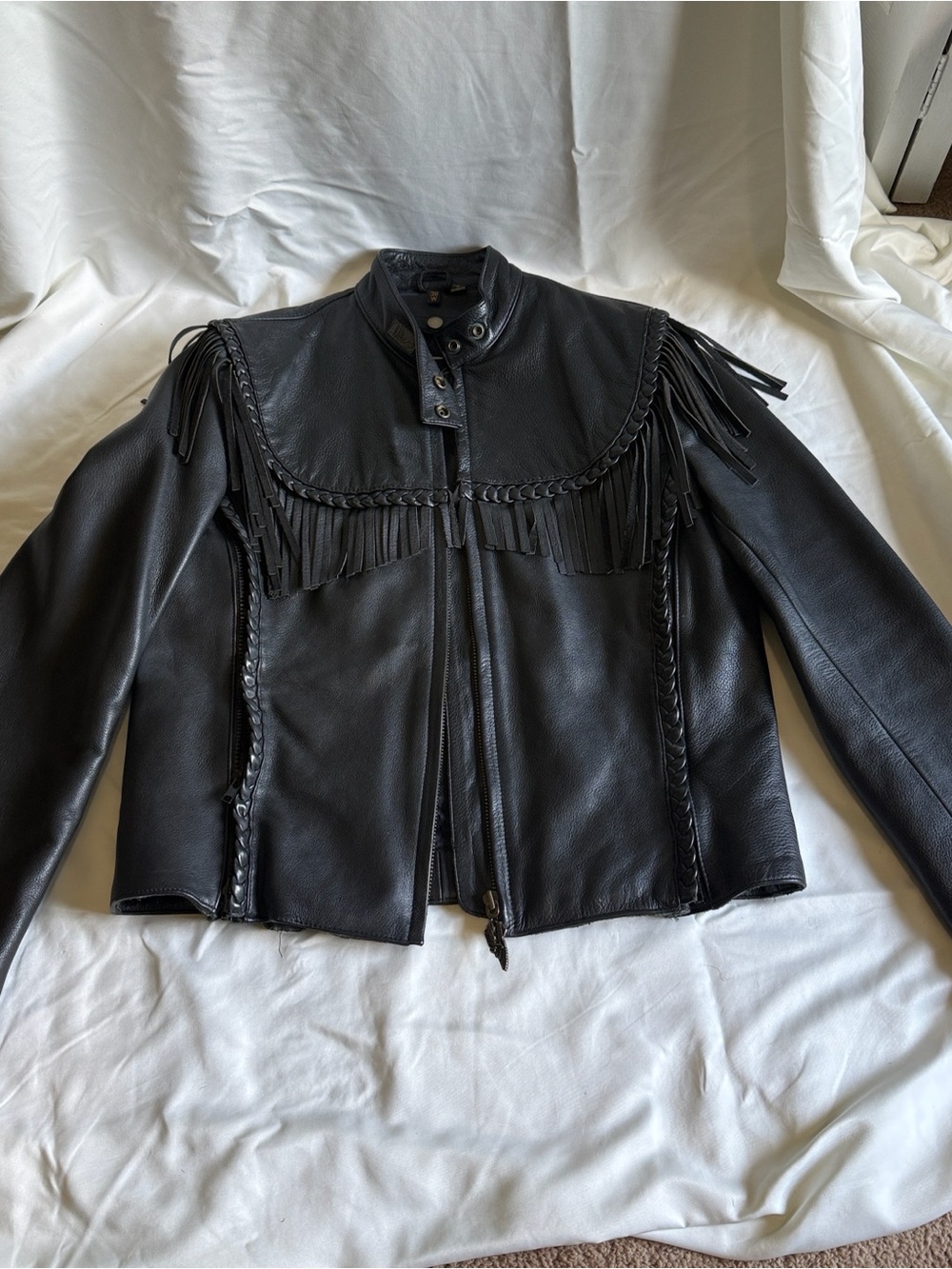 Women’s Harley Davidson Willie G. Leather Fringe Biker Jacket - Black